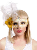 Antoinette White and Gold Masquerade Mask V1191-E-ZJ-07130