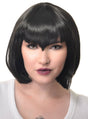 Deluxe Womens Black Vampire Bob Wig with V Fringe V1191-E-ZL-05211