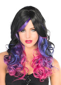 Ada Deluxe Black and Purple Curly Womens Wig V1191-E-ZL-05239