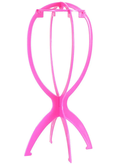 Collapsible Pink 36cm Tall Wig Stand V1191-HC-04085