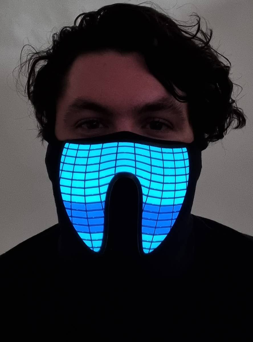Purple and Teal Wave Sound Activated Light Up Pattern Mask V1191-HC-MQ-04077-A
