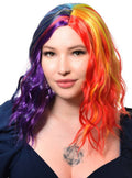 Bright Rainbow Womens Wavy Mid Length Costume Wig V1191-HC-MQ-05473