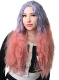 Long Wavy Purple to Pink Ombre Womens Costume Wig V1191-HC-MQ-05475