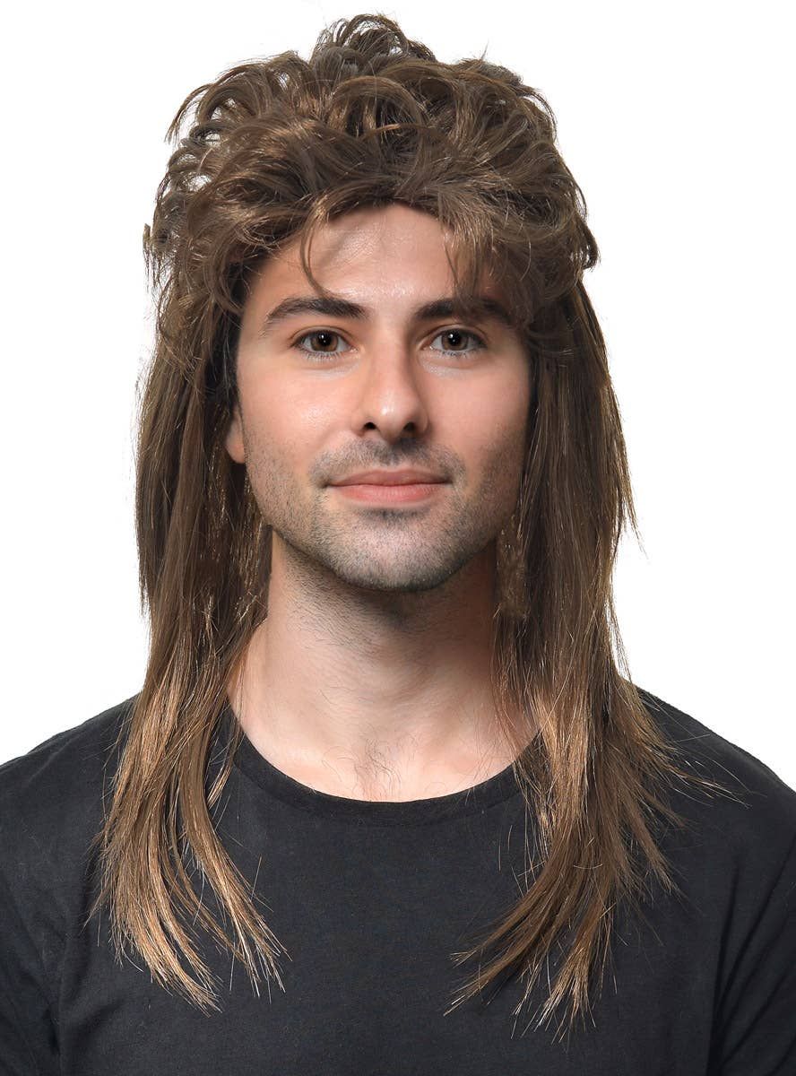 Classic Long Ash Brown Mullet Mens Costume Wig V1191-HC-XL-05436