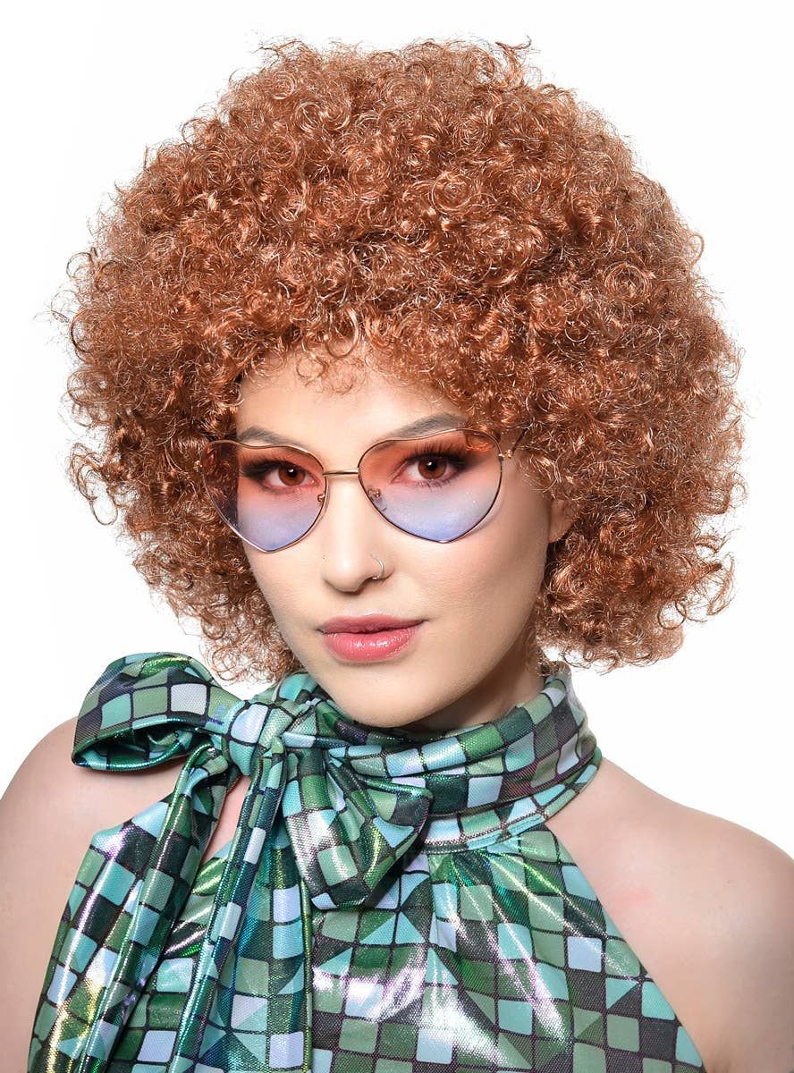 Light Auburn Brown Unisex Adults 70s Disco Afro Costume Wig V1191-HC-YG-05348