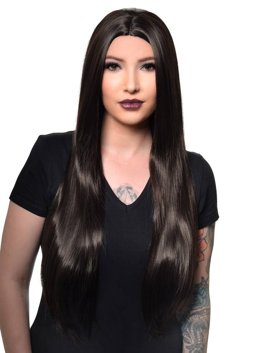 Morticia Addams Long Straight Near Black Womens Costume Wig V1191-HC-YG-05350-A