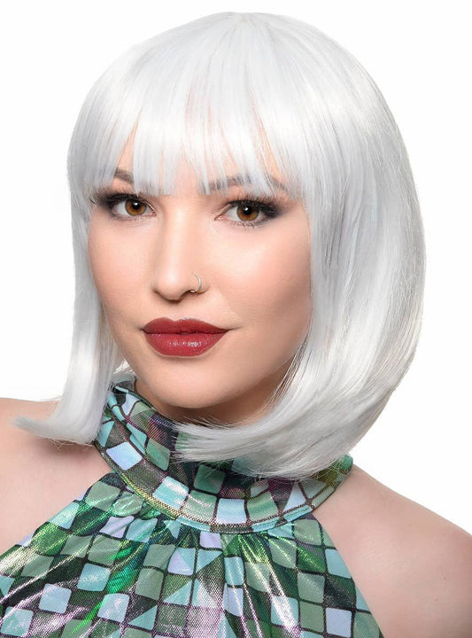 Short White Bob Deluxe Womens Costume Wig with Fringe V1191-HC-YG-05354