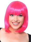 Short Hot Pink Bob Womens Costume Wig with Fringe V1191-HC-YG-05355