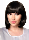 Natural Black Womens Short Bob Costume Wig with Fringe V1191-HC-YG-05356