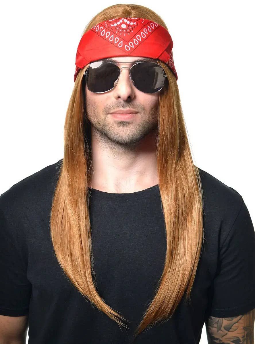 Long Ginger Axl Rose Mens Costume Wig with Bandanna V1191-HC-YG-05357