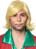 70s Newsreader Mens Golden Blonde Wig with Moustache V1191-HC-YG-05359