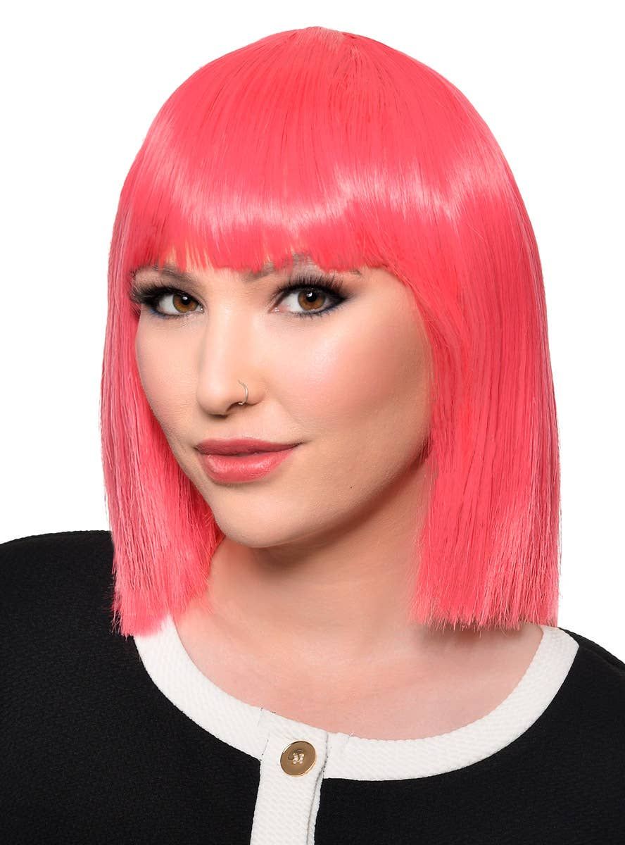 Short Strawberry Pink Heat Resistant Bob Fashion Wig with Fringe V1191-HC-YG-05443