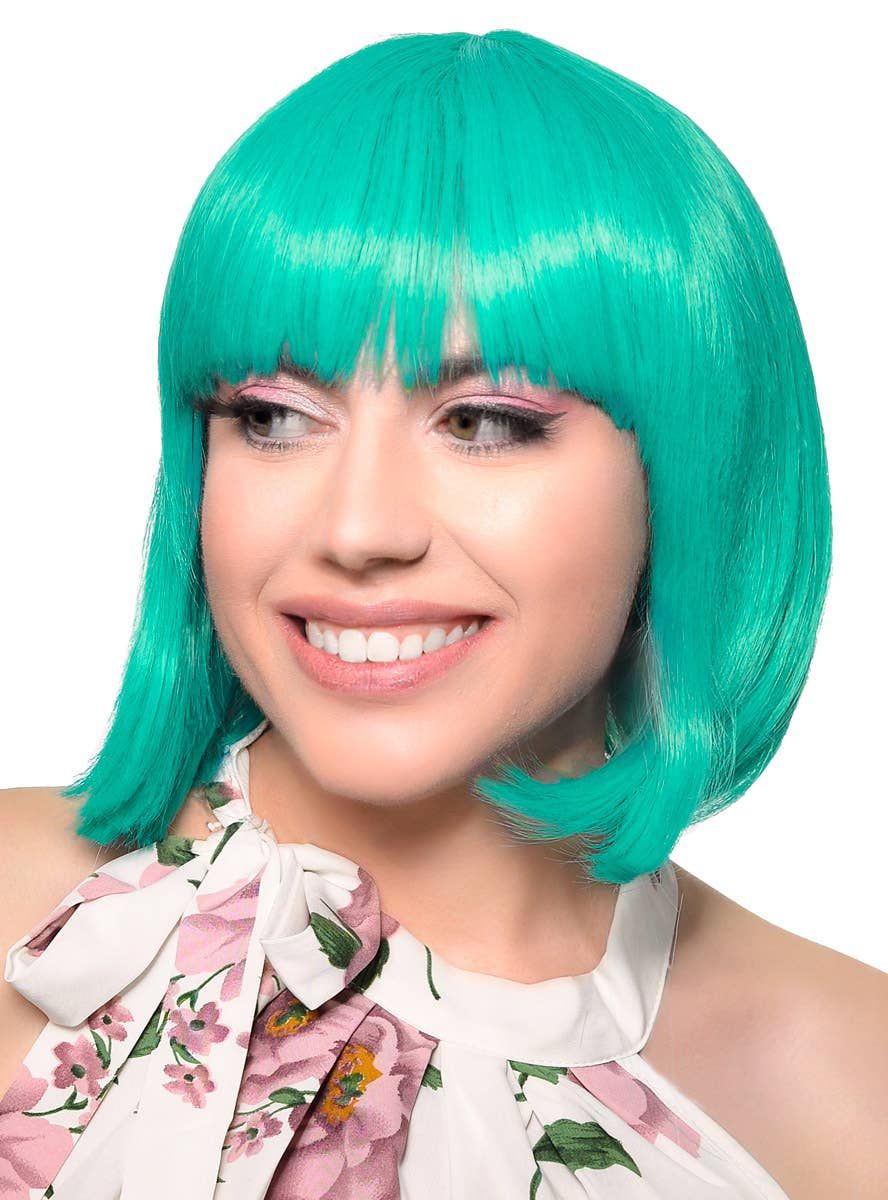 Short Teal Green Heat Resistant Bob Fashion Wig with Fringe V1191-HC-YG-05444