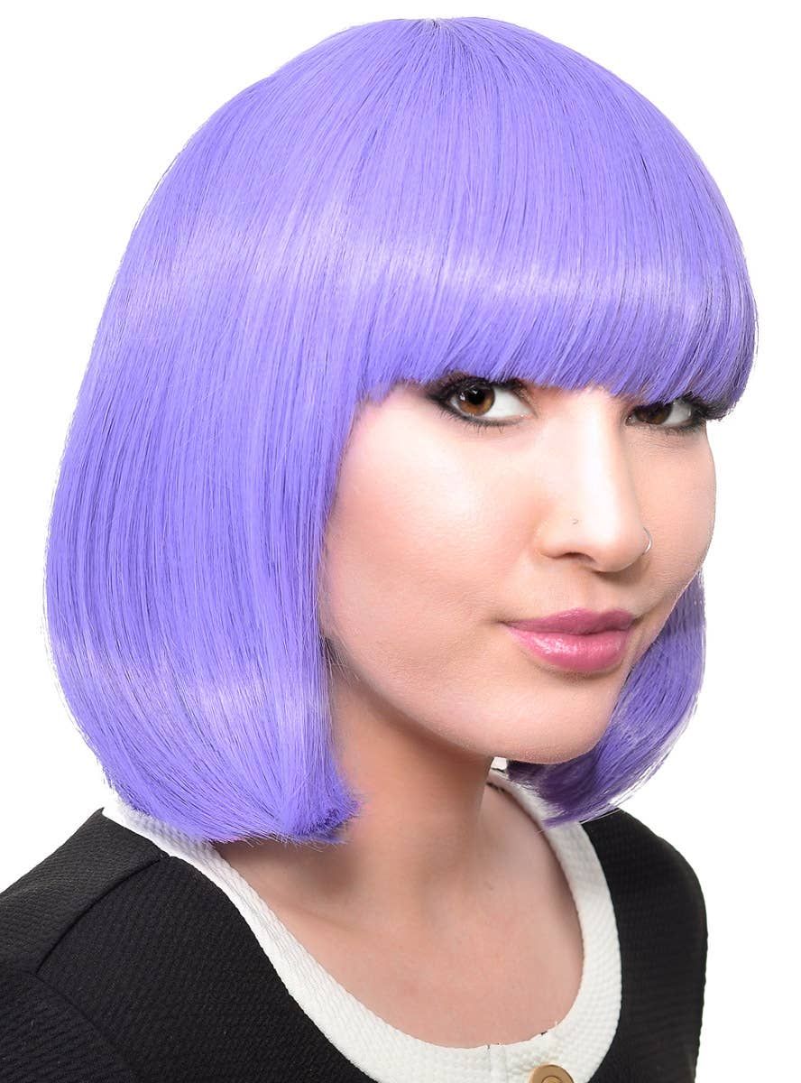 Short Purple Heat Resistant Bob Fashion Wig with Fringe V1191-HC-YG-05446