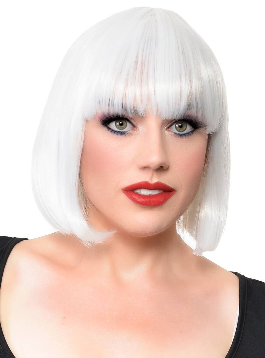 Short White Heat Resistant Bob Fashion Wig with Fringe V1191-HC-YG-05448