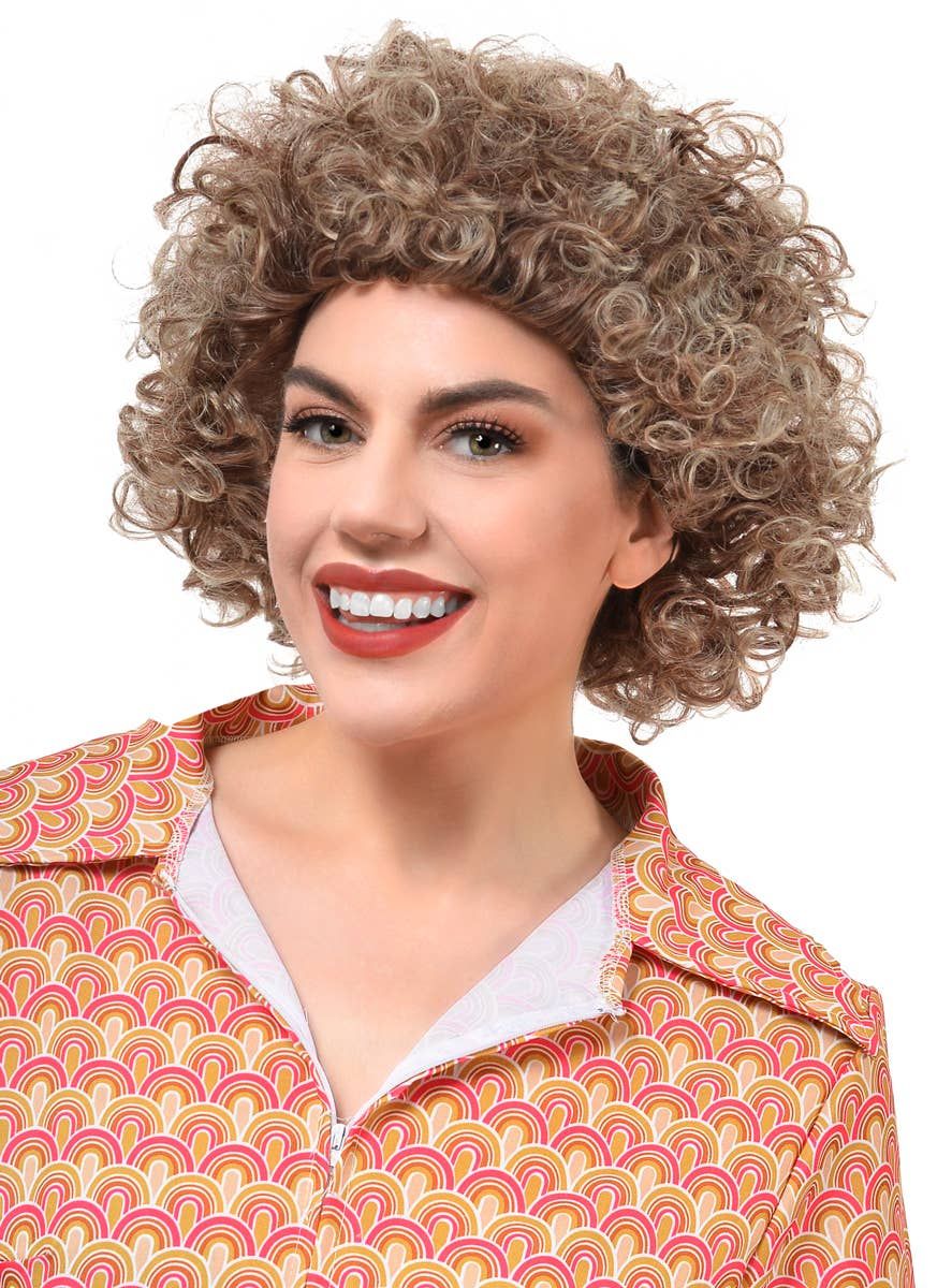 Frosted Blonde and Brown 1970s Adults Afro Costume Wig V1191-HC-YG-05476