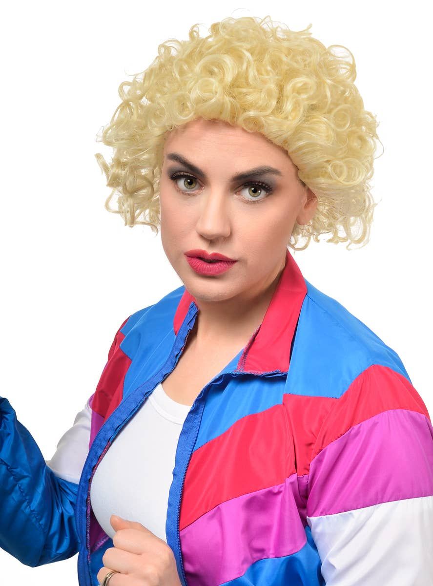 Aussie Icon Kath Curly Blonde Womens Afro Costume Wig V1191-HC-YG-05478