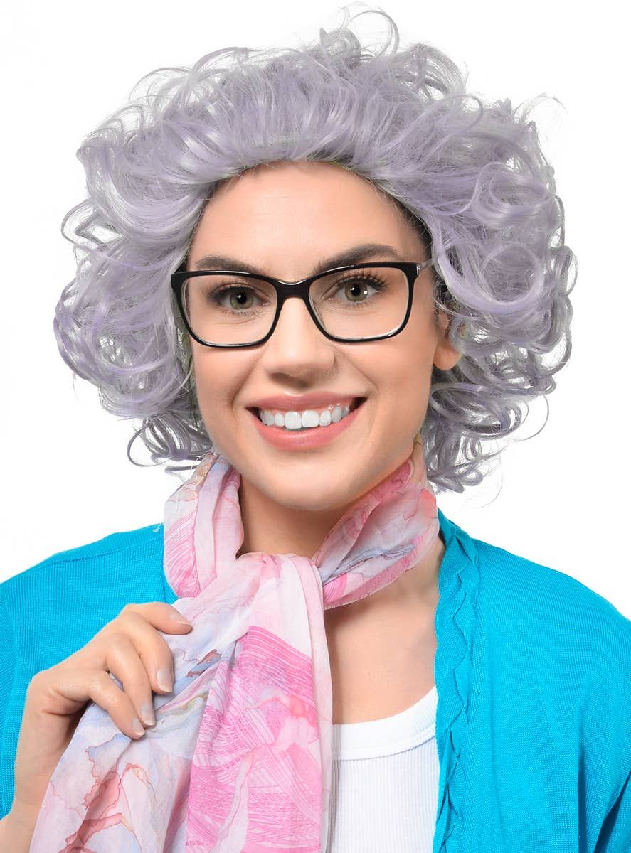 Short Curly Grey Old Lady Womens Costume Wig V1191-HC-YG-05481