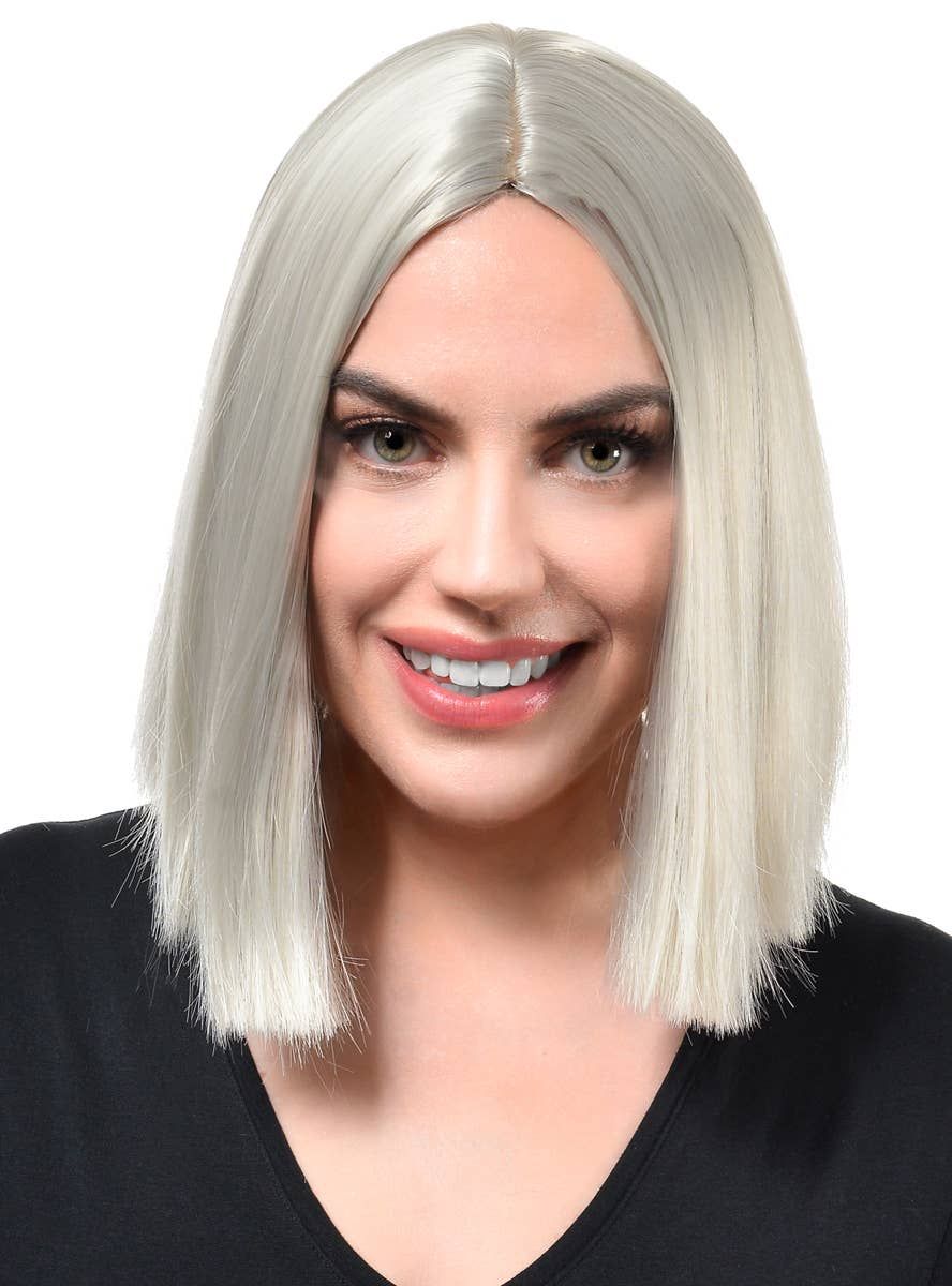 Platinum Blonde Womens Deluxe Heat Resistant Bob Costume Wig V1191-HC-YG-05486