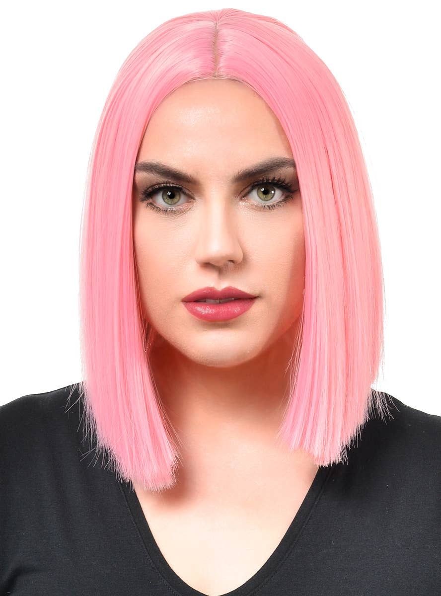 Deluxe Light Pink Womens Heat Resistant Bob Costume Wig V1191-HC-YG-05491