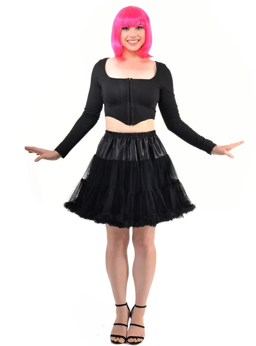 Fluffy Black Thigh Length Womens Plus Size Petticoat V1191-HC-ZT-03053X-3X