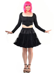 Fluffy Black Thigh Length Womens Plus Size Petticoat V1191-HC-ZT-03053X-XLARGE