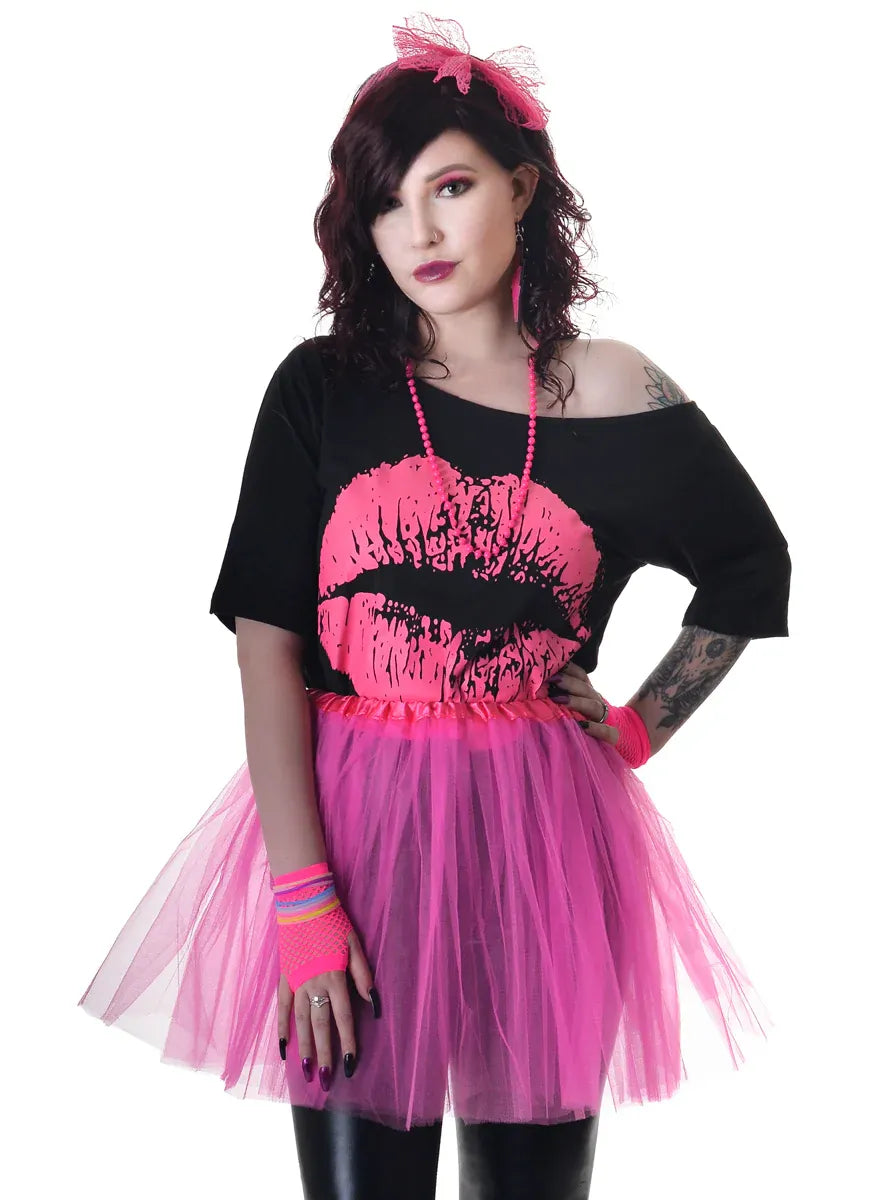 Hot Pink Womens 80s Costume Tutu V1191-HC-ZT-03054