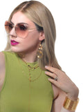 Delicate Gold 70s Earrings and Necklace Costume Jewellery Set V1191-HC-ZT-04089