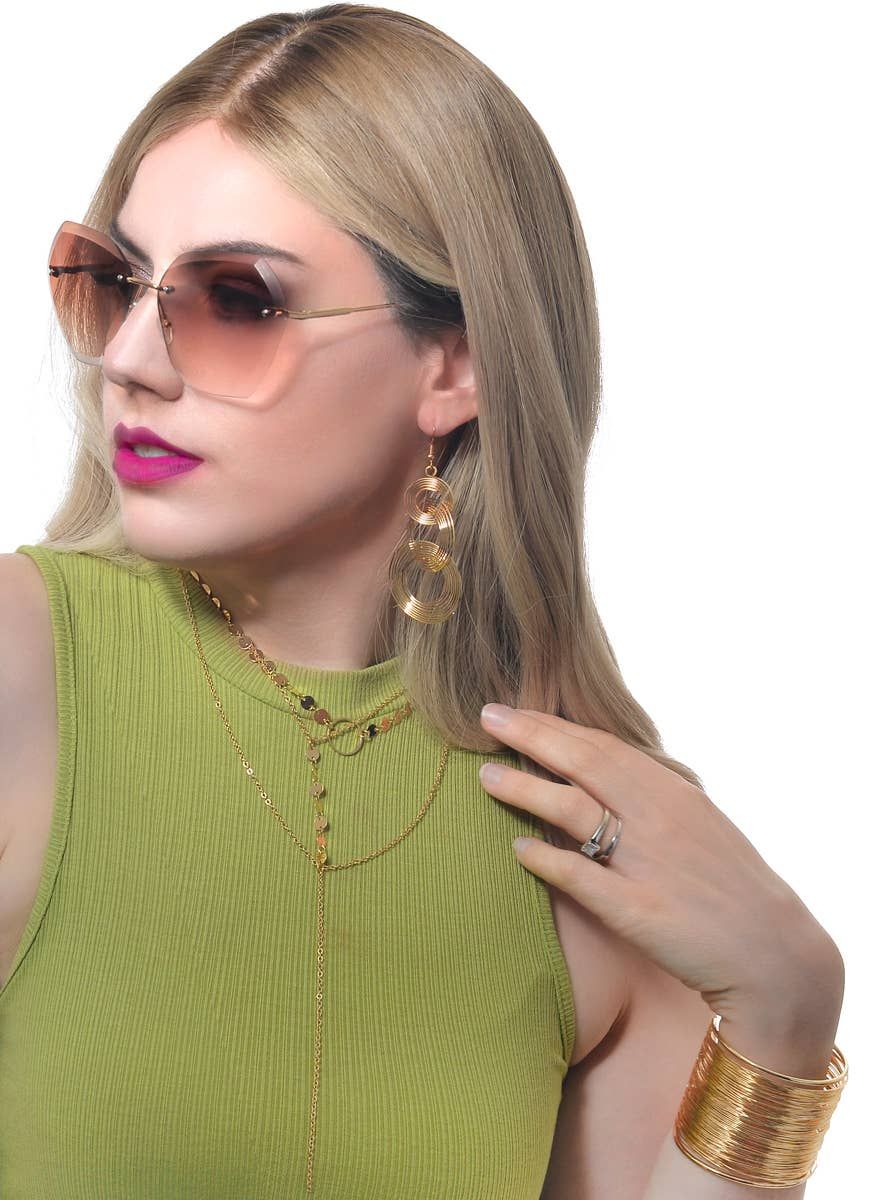 Delicate Gold 70s Earrings and Necklace Costume Jewellery Set V1191-HC-ZT-04089