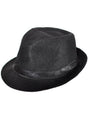 Woven Black Canvas 20s Gangster Fedora Costume Hat V1191-HC-ZT-04093