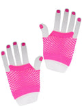 Short Neon Pink 1980s Fishnet Costume Gloves V1191-HC-ZT-04100