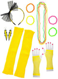 Bright Yellow 12 Piece 1980s Costume Accessory Set V1191-HC-ZT-04108