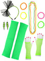 Neon Green 12 Piece 1980s Costume Accessory Set V1191-HC-ZT-04109