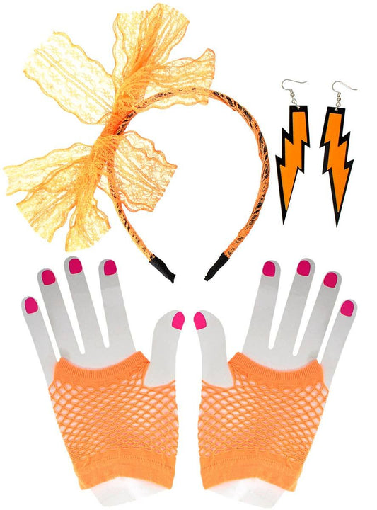 1980s Orange 3 Piece Costume Accessory Set V1191-HC-ZT-04111