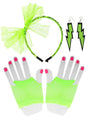 1980s Neon Green 3 Piece Costume Accessory Set V1191-HC-ZT-04112