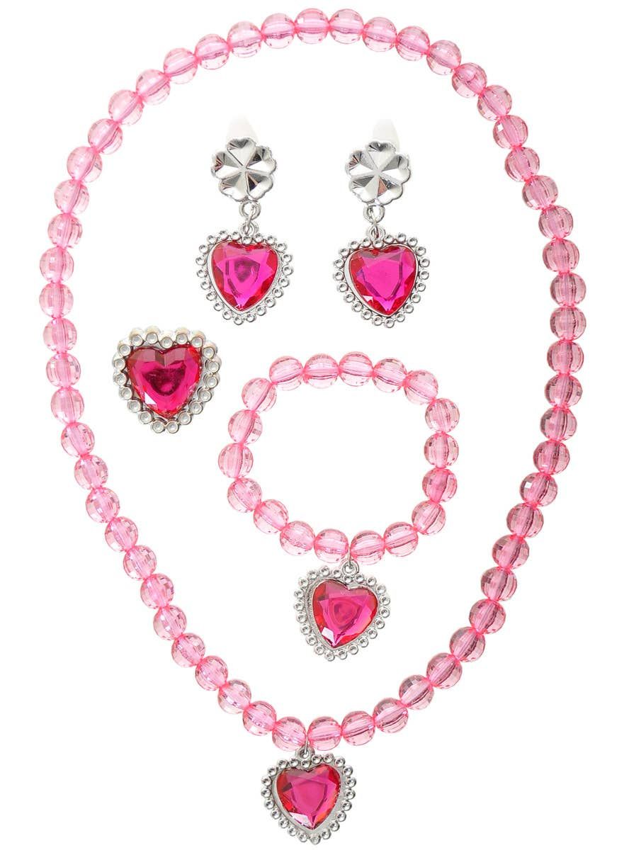 Hot Pink 4 Piece Girls Princess Jewellery Set V1191-HC-ZT-04124