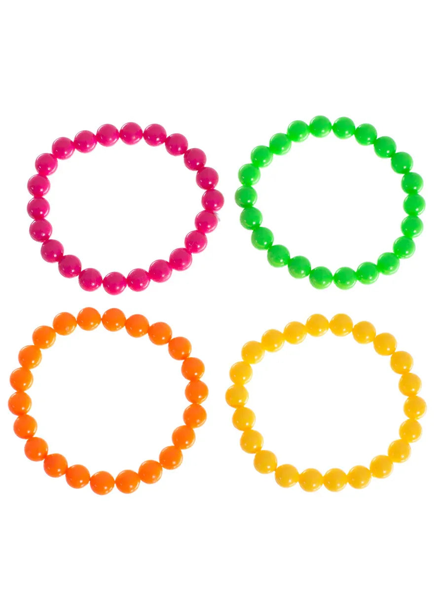 Neon Beaded 4 Pack 1980s Bracelets V1191-HC-ZT-04157