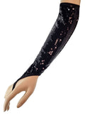 Plus Size Sequinned Long Black Fingerless Costume Gloves V1191-HC-ZT-04197