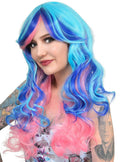 Skye Pink and Blue Long Curly Womens Costume Wig V1191-HC-ZT-05263