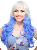 Elsie Blue and Grey Long Curly Womens Costume Wig V1191-HC-ZT-05267