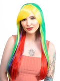 Bright Rainbow Layered Womens Straight Costume Wig V1191-HC-ZT-05268