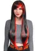 Ruby Extra Long Straight Black and Red Womens Costume Wig V1191-HC-ZT-05269