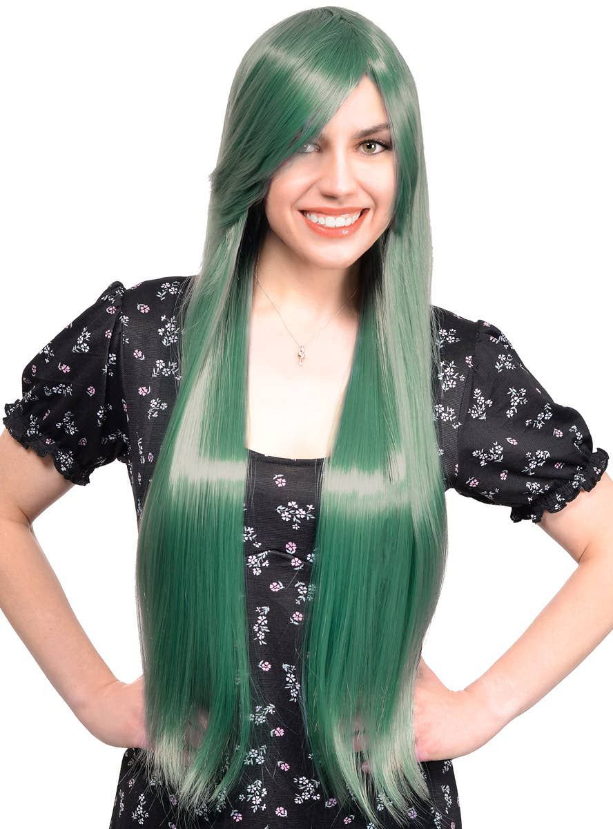 Brielle Womens Extra Long Straight Sage Green Costume Wig V1191-HC-ZT-05306