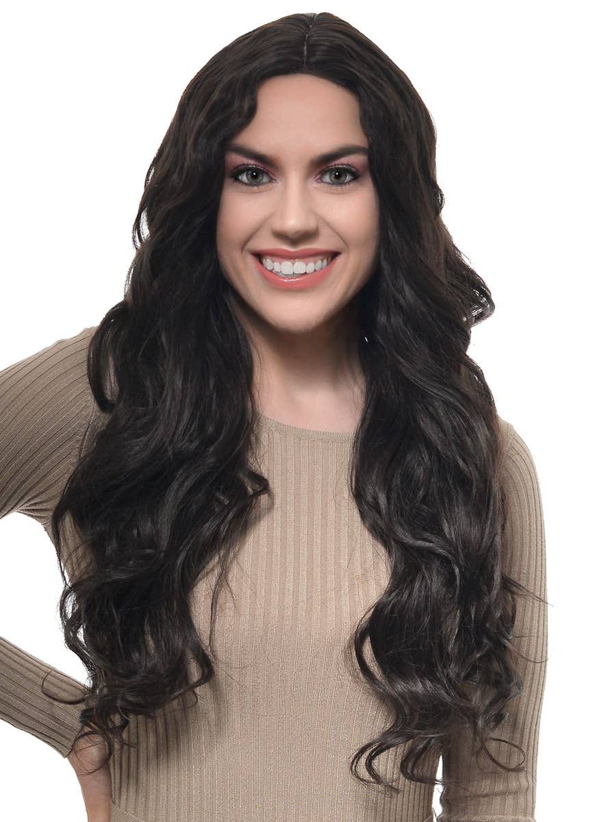 Long Wavy Dark Chestnut Brown Lace Part Fashion Wig V1191-HC-ZT-05422