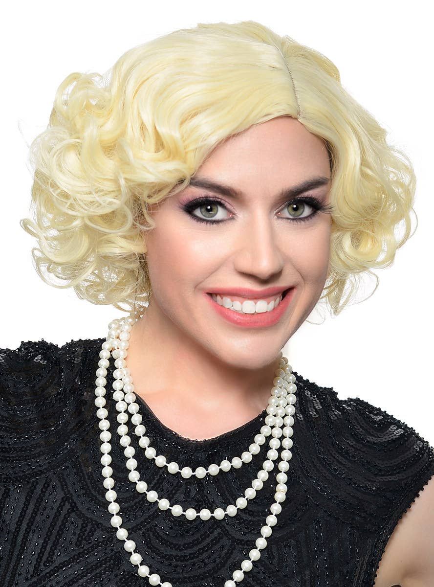 Deluxe 1920s Blonde Flapper Costume Wig with Skin Part V1191-HC-ZT-05454