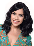 Deluxe Wavy Mid-Length Black Fashion Wig with Skin Top V1191-HC-ZT-05457