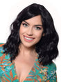 Deluxe Wavy Mid-Length Black Fashion Wig with Skin Top V1191-HC-ZT-05457