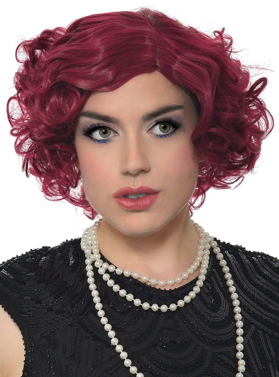 Deluxe 1920s Burgundy Flapper Costume Wig with Skin Part V1191-HC-ZT-05458