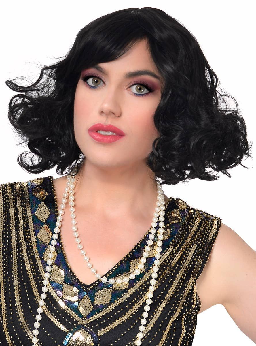1920s Womens Short Black Flapper Costume Wig V1191-HC-ZT-05466