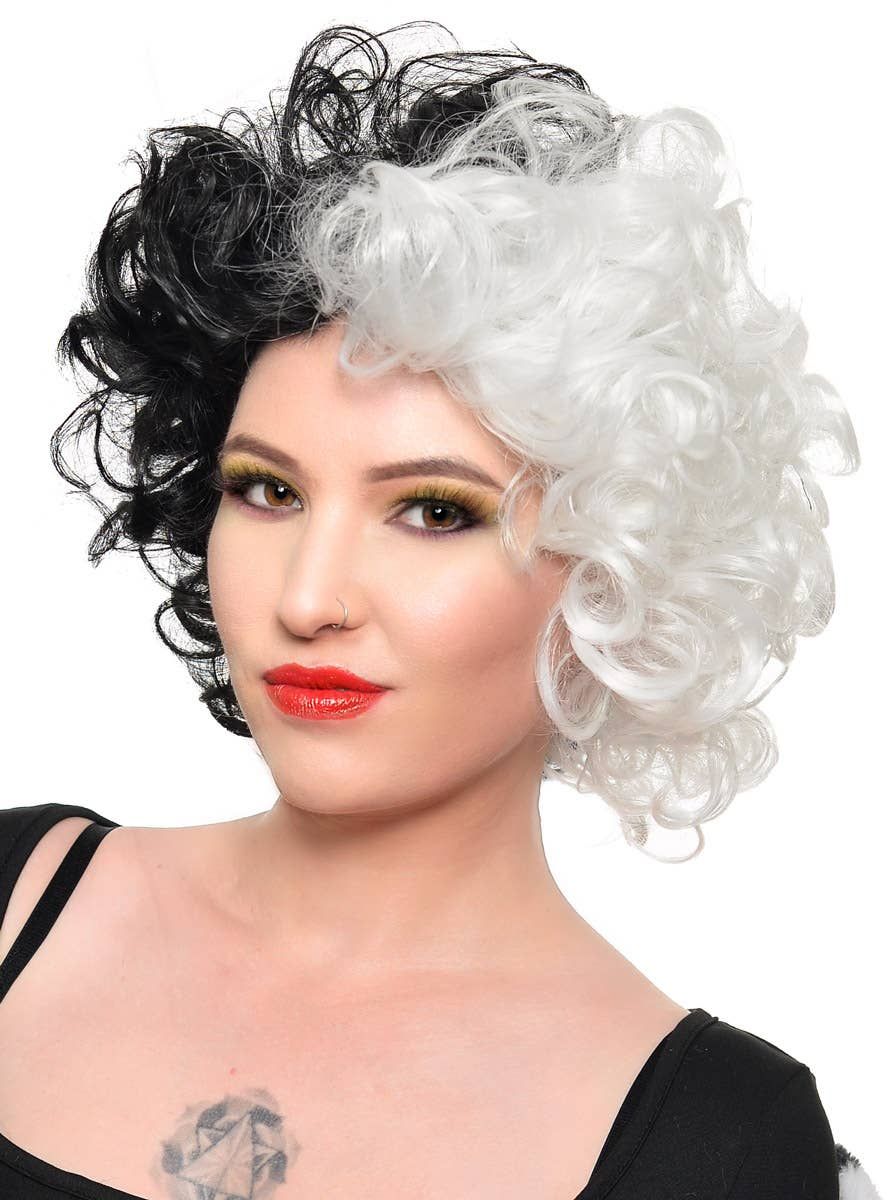 Classic Short Curly Black and White Costume Wig V1191-HC-ZT-05467